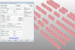 Tekla 2d array component, control length and distance of elements