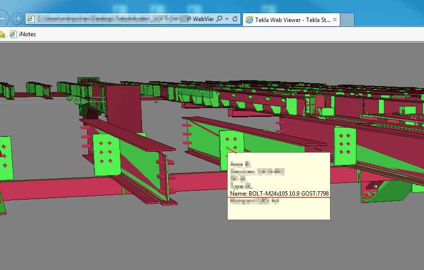 Tekla Web View with Bolts Included