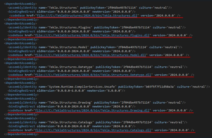 tekla plugin app.config assemblies path hardcoded example